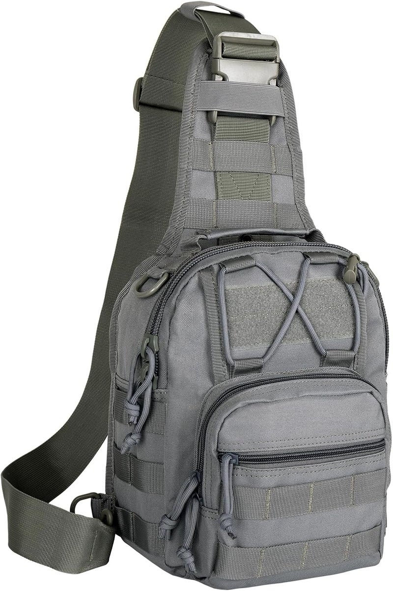 Viriber Tactical Backpack, Waterproof Military Cross-body Molle Sling Shoulder Backpack Chest Bag for Outdoor Every Day Carry gray - Image 1